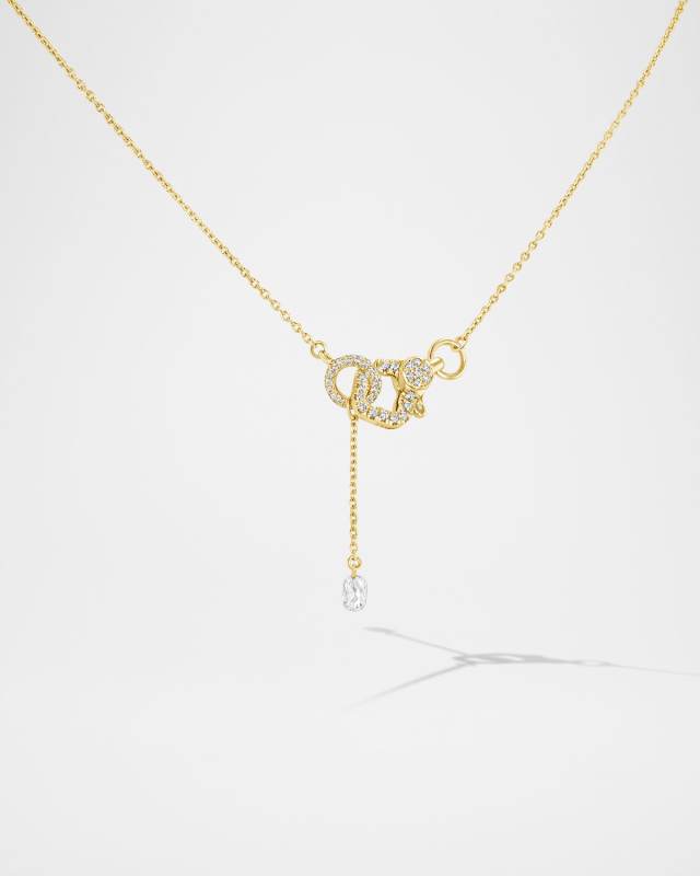 18K Yellow Gold Diamond Clasp Necklace, 16"L, 0.35ctw